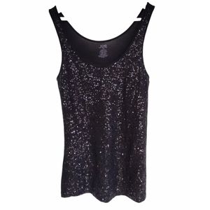 SALE! Joe Fresh Sleeveless Black Sequin Embellished Black Top Size S